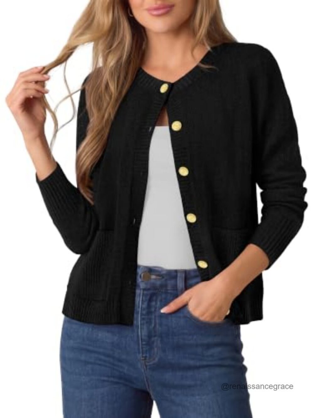 Lightweight Cropped Cardigan Women Casual Button Front Knit